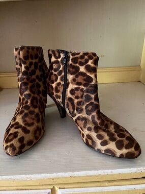 INC International Concepts Leopard-Print Ankle Booties in Brown and Black